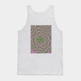 Abstract Groovy Retro Liquid-Swirl Green Purple Pattern Tank Top